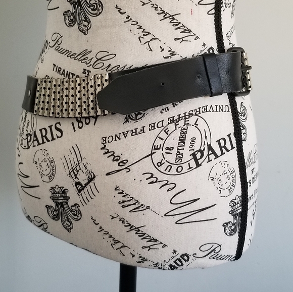 80s Engineering Metal Leather Belt Size Medium - Picture 4 of 4